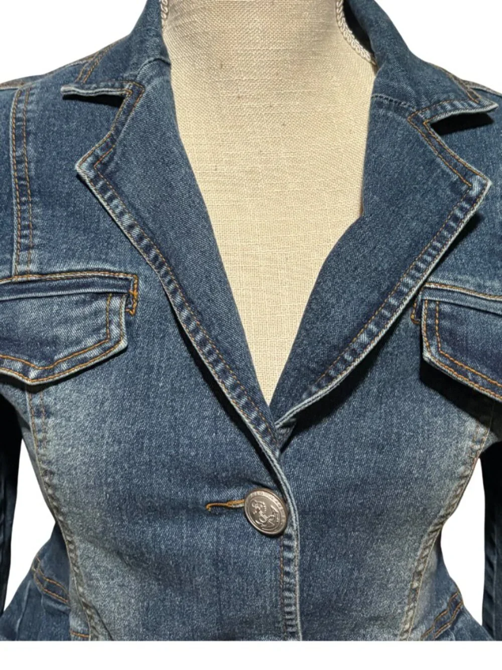 Vintage Ralph Lauren Polo Jeans Peplum Denim Jacket XS S - Picture 2 of 12